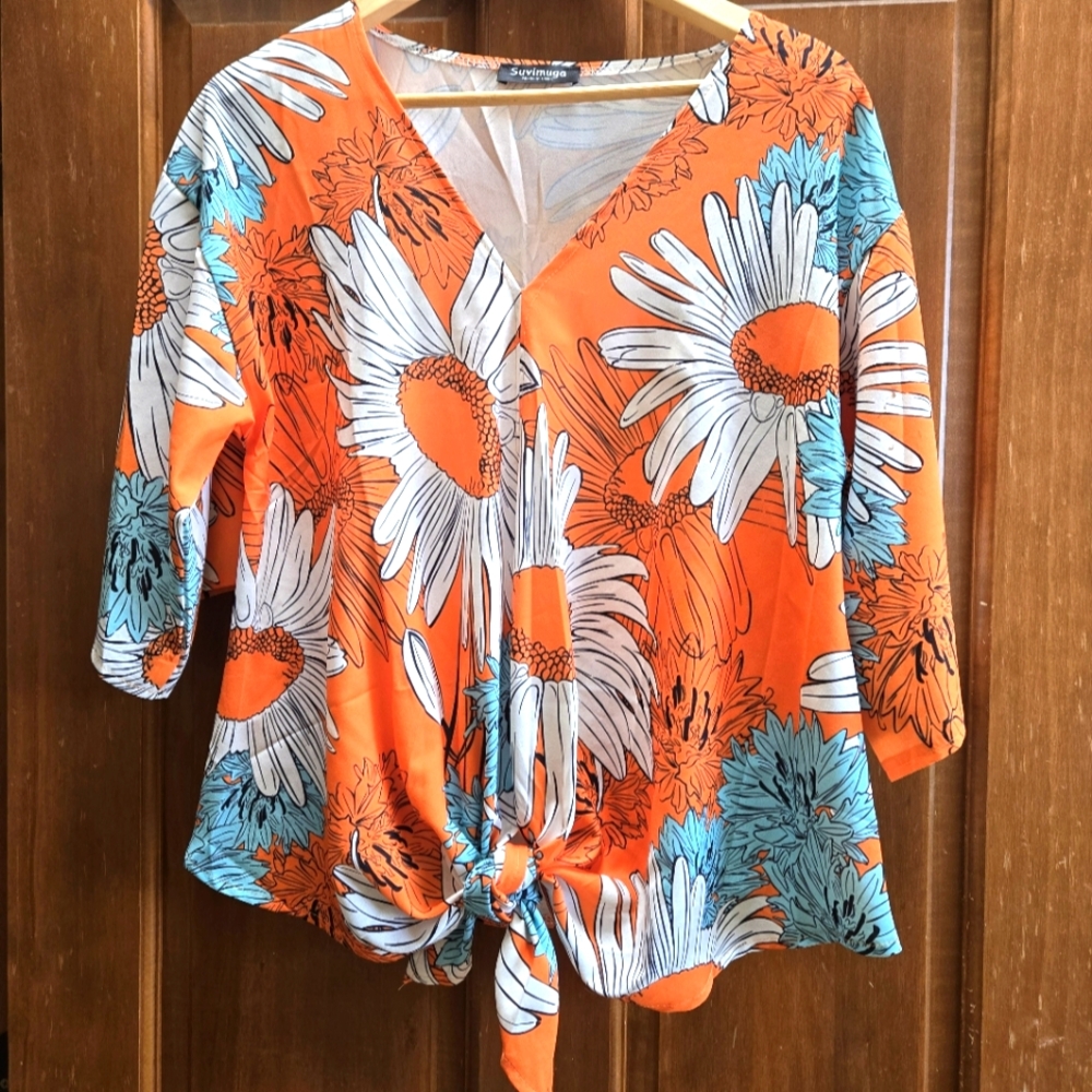 Orange Floral Women's Top